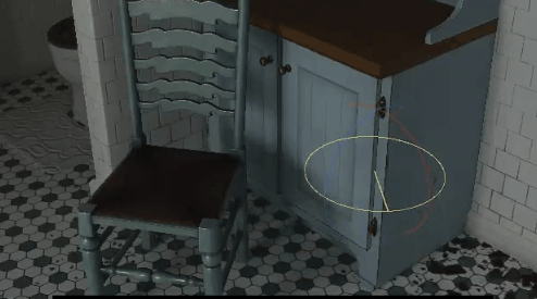 A dynamic door being lit by a BakeryVolume (animated GIF by NOTLonely)