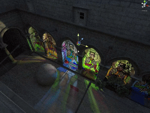 Stained glass, as seen in Bakery Real-Time Preview. Same results are baked by the Bakery lightmapper.